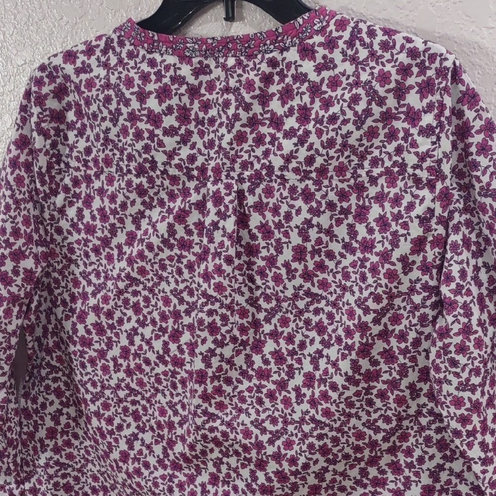 J.CREW , Size L,Floral Purple and White Blouse - Picture 8 of 16